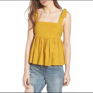 BP Embroidered Yellow Peplum Top